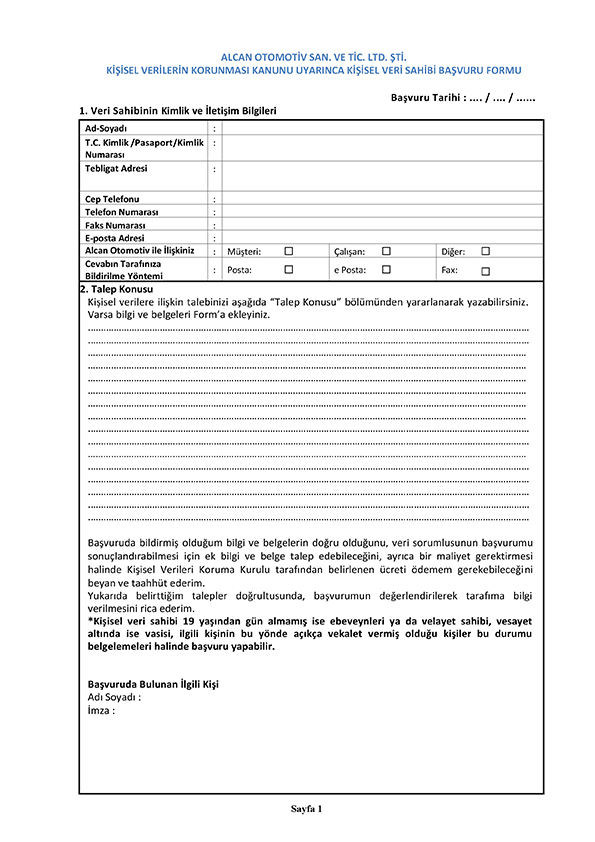 Formulario de Solicitud de Titular de Datos Personales