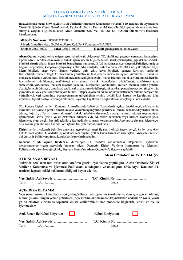 Texto de divulgación del cliente Declaración de consentimiento expreso